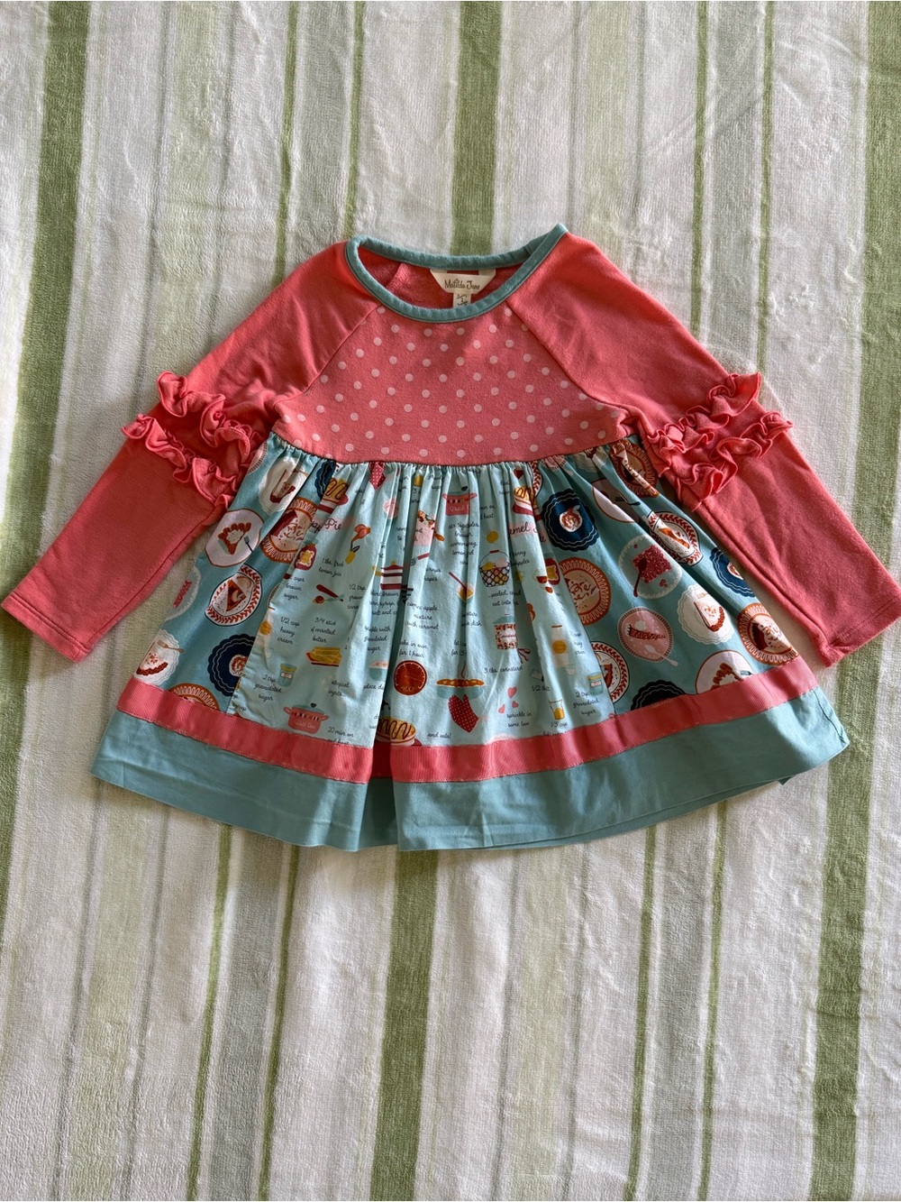 Matilda Jane Long Sleeve Pie Print Polka Dot Dress